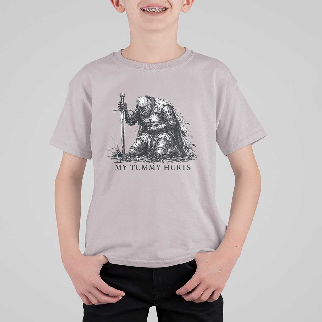 Tummy Hurts Funny Medieval Knight T Shirt For Kid Dark Fantasy Meme