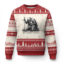 Tummy Hurts Funny Medieval Knight Ugly Christmas Sweater Dark Fantasy Meme