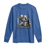 Tummy Hurts Funny Medieval Knight Long Sleeve Shirt Dark Fantasy Meme