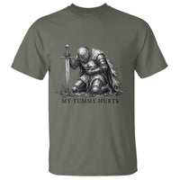 Tummy Hurts Funny Medieval Knight T Shirt Dark Fantasy Meme