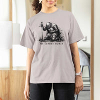 Tummy Hurts Funny Medieval Knight T Shirt For Women Dark Fantasy Meme