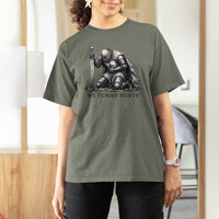 Tummy Hurts Funny Medieval Knight T Shirt For Women Dark Fantasy Meme