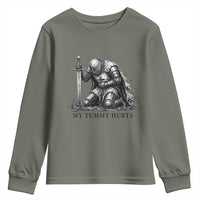 Tummy Hurts Funny Medieval Knight Youth Sweatshirt Dark Fantasy Meme