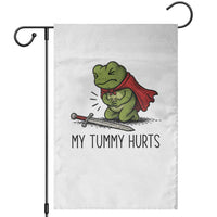 Tummy Hurts Funny Medieval Frog Garden Flag Dark Fantasy Meme