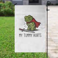 Tummy Hurts Funny Medieval Frog Garden Flag Dark Fantasy Meme