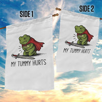 Tummy Hurts Funny Medieval Frog Garden Flag Dark Fantasy Meme