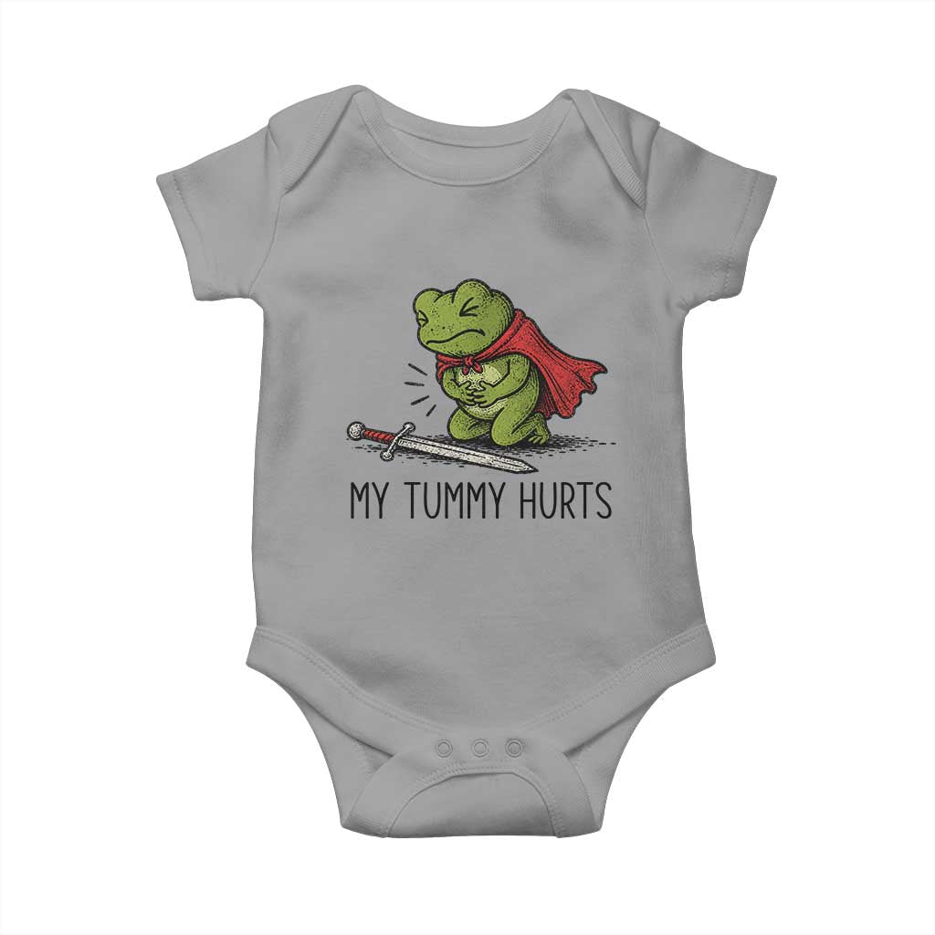 Tummy Hurts Funny Medieval Frog Baby Onesie Dark Fantasy Meme