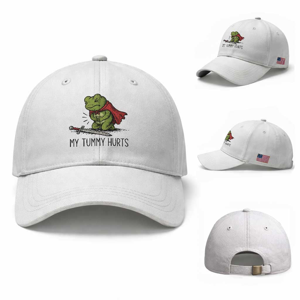 Tummy Hurts Funny Medieval Frog Baseball Cap Dark Fantasy Meme