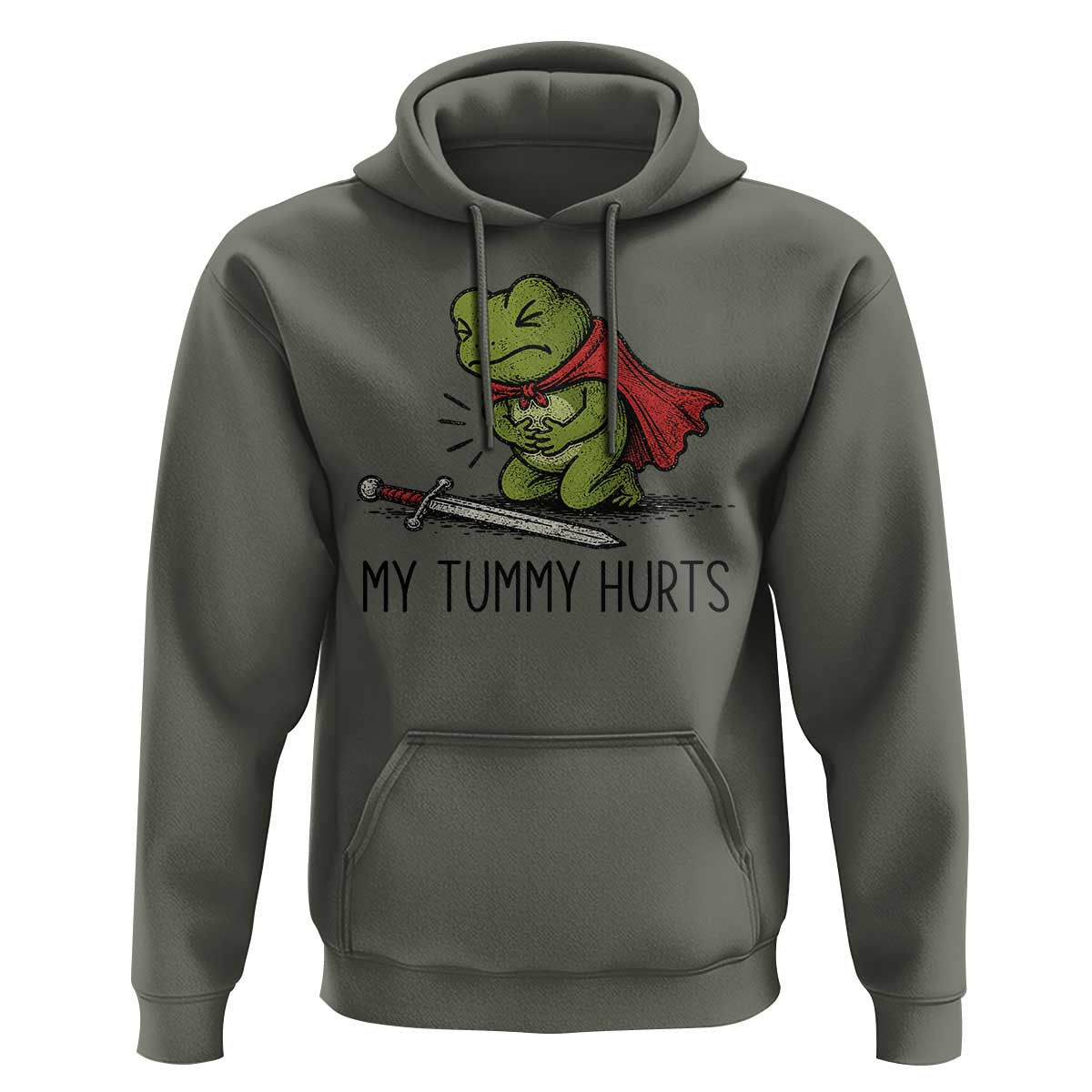 Tummy Hurts Funny Medieval Frog Hoodie Dark Fantasy Meme