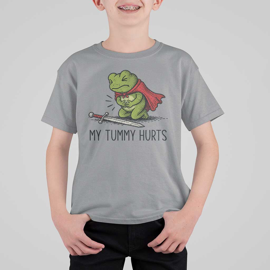 Tummy Hurts Funny Medieval Frog T Shirt For Kid Dark Fantasy Meme