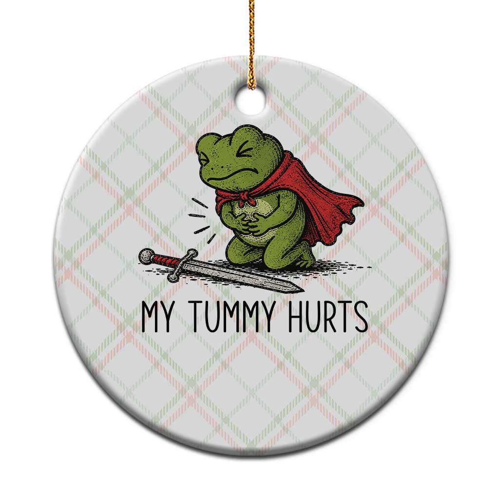 Tummy Hurts Funny Medieval Frog Ceramic Ornament Dark Fantasy Meme