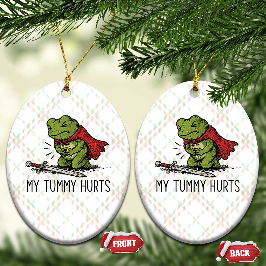 Tummy Hurts Funny Medieval Frog Ceramic Ornament Dark Fantasy Meme