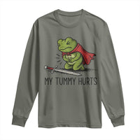 Tummy Hurts Funny Medieval Frog Long Sleeve Shirt Dark Fantasy Meme
