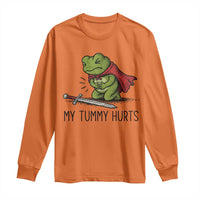 Tummy Hurts Funny Medieval Frog Long Sleeve Shirt Dark Fantasy Meme