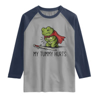 Tummy Hurts Funny Medieval Frog Raglan Shirt Dark Fantasy Meme