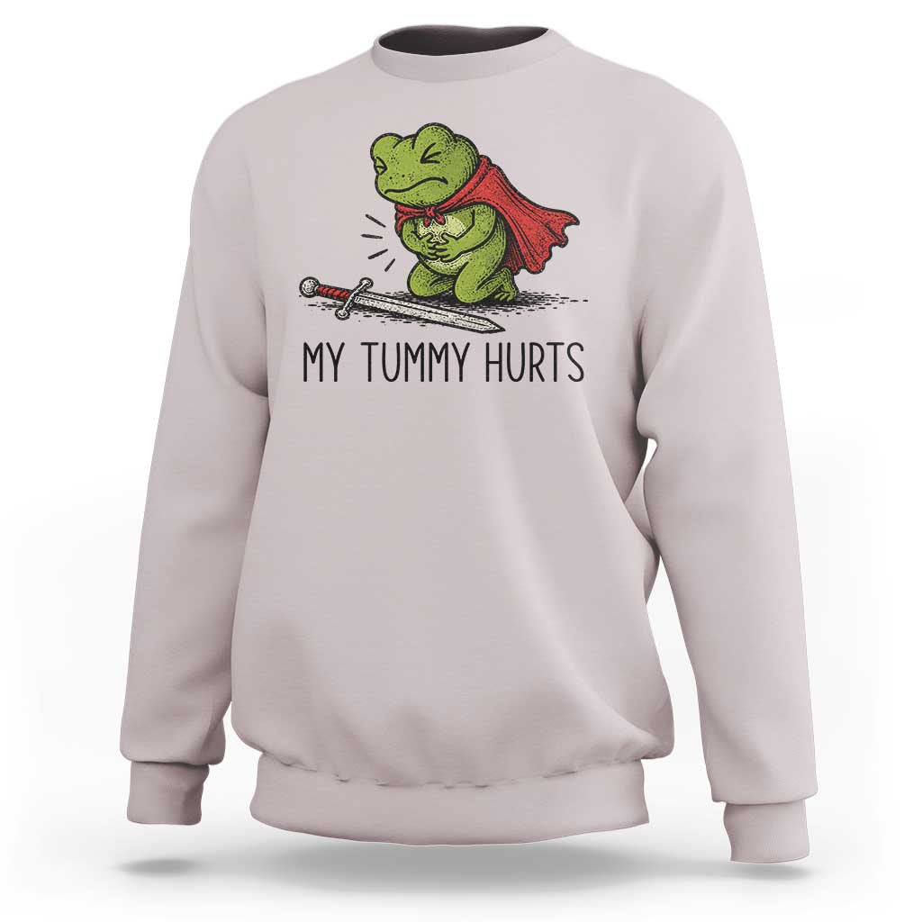Tummy Hurts Funny Medieval Frog Sweatshirt Dark Fantasy Meme