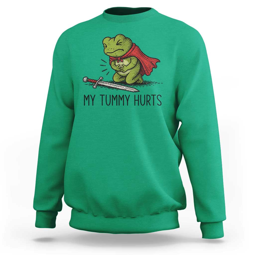 Tummy Hurts Funny Medieval Frog Sweatshirt Dark Fantasy Meme