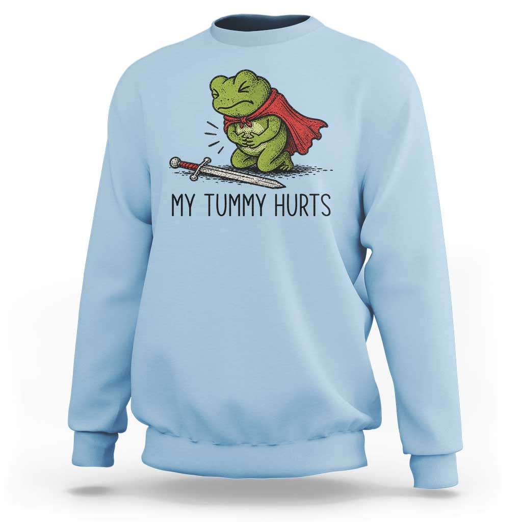 Tummy Hurts Funny Medieval Frog Sweatshirt Dark Fantasy Meme