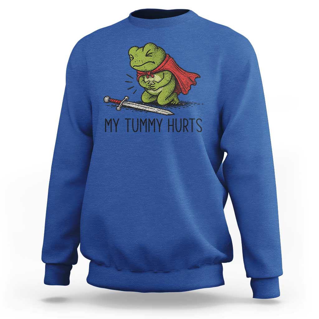 Tummy Hurts Funny Medieval Frog Sweatshirt Dark Fantasy Meme