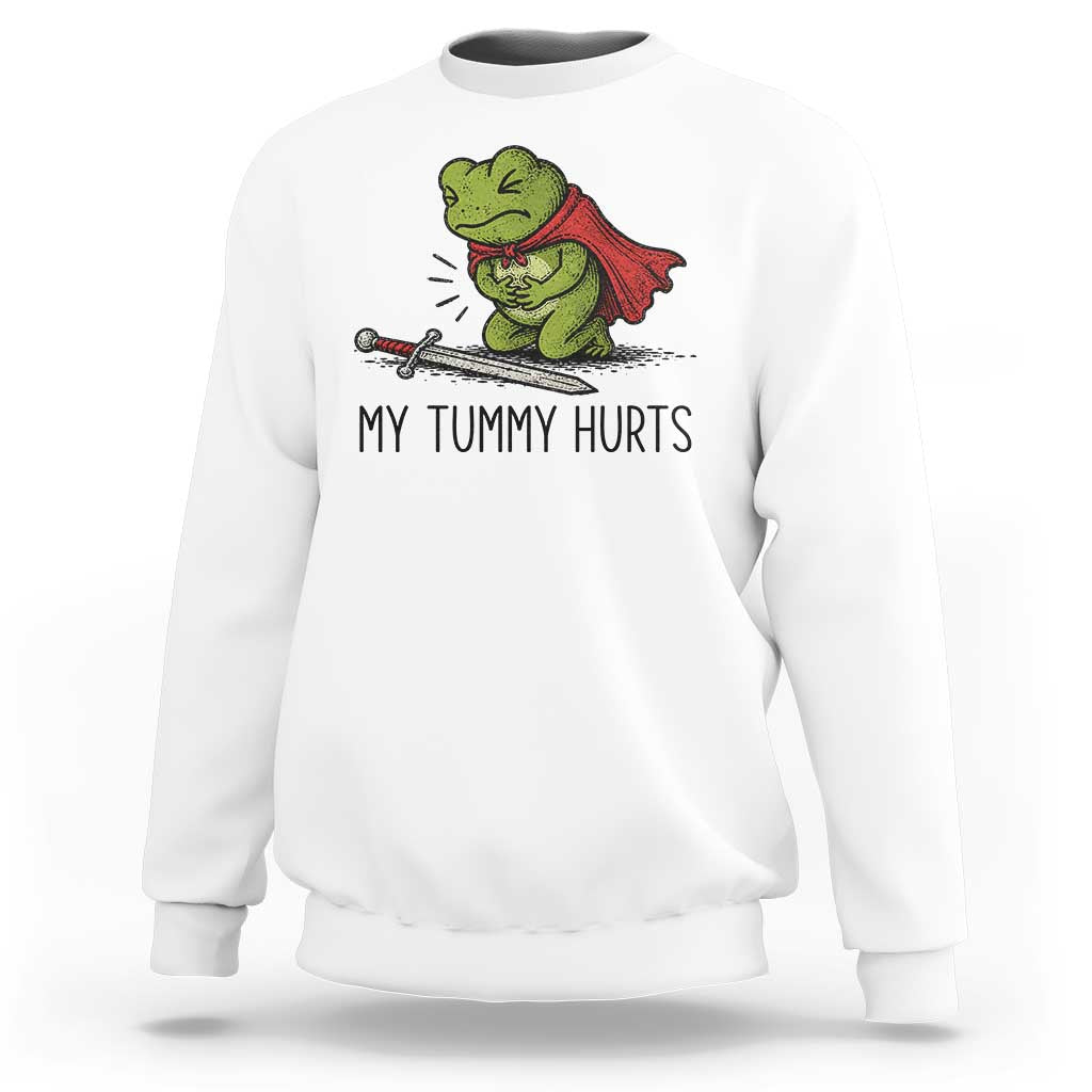 Tummy Hurts Funny Medieval Frog Sweatshirt Dark Fantasy Meme
