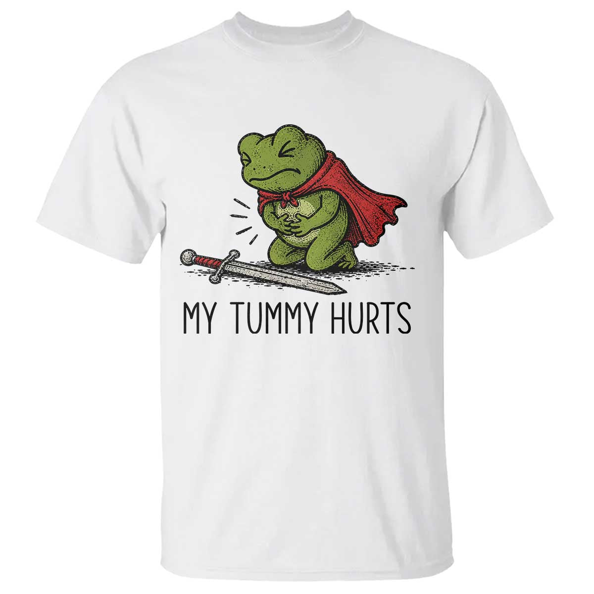 Tummy Hurts Funny Medieval Frog T Shirt Dark Fantasy Meme