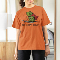 Tummy Hurts Funny Medieval Frog T Shirt For Women Dark Fantasy Meme