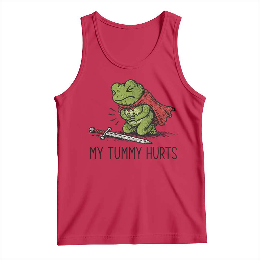 Tummy Hurts Funny Medieval Frog Tank Top Dark Fantasy Meme