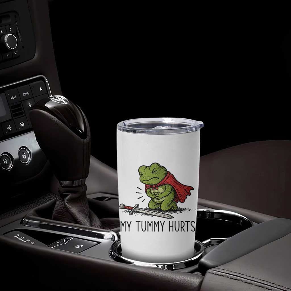 Tummy Hurts Funny Medieval Frog Tumbler Cup Dark Fantasy Meme