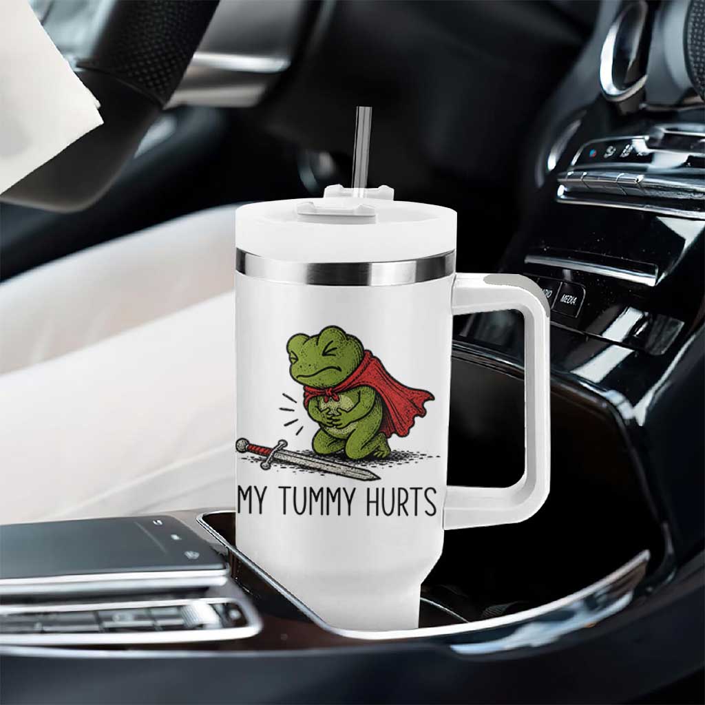 Tummy Hurts Funny Medieval Frog Tumbler With Handle Dark Fantasy Meme