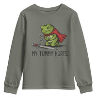 Tummy Hurts Funny Medieval Frog Youth Sweatshirt Dark Fantasy Meme