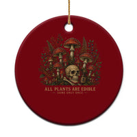 All Plants Are Edible Some Only Once Ceramic Ornament Vintage Mushroom Skull Gothic Plant Lover
