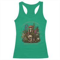 All Plants Are Edible Some Only Once Racerback Tank Top Vintage Botanical Mushroom Skull Gothic Plant Lover