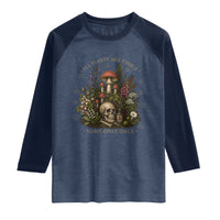 All Plants Are Edible Some Only Once Raglan Shirt Vintage Botanical Mushroom Skull Gothic Plant Lover
