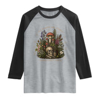 All Plants Are Edible Some Only Once Raglan Shirt Vintage Botanical Mushroom Skull Gothic Plant Lover