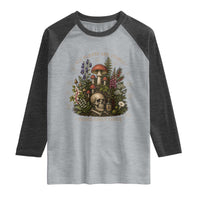 All Plants Are Edible Some Only Once Raglan Shirt Vintage Botanical Mushroom Skull Gothic Plant Lover