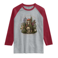 All Plants Are Edible Some Only Once Raglan Shirt Vintage Botanical Mushroom Skull Gothic Plant Lover