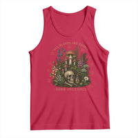 All Plants Are Edible Some Only Once Tank Top Vintage Botanical Mushroom Skull Gothic Plant Lover
