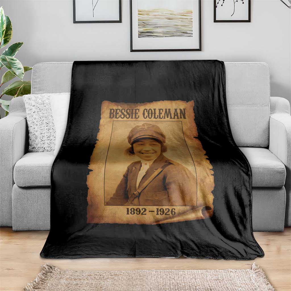 Bessie Coleman First African American Female Pilot Throw Blanket Black History - Wonder Print Shop