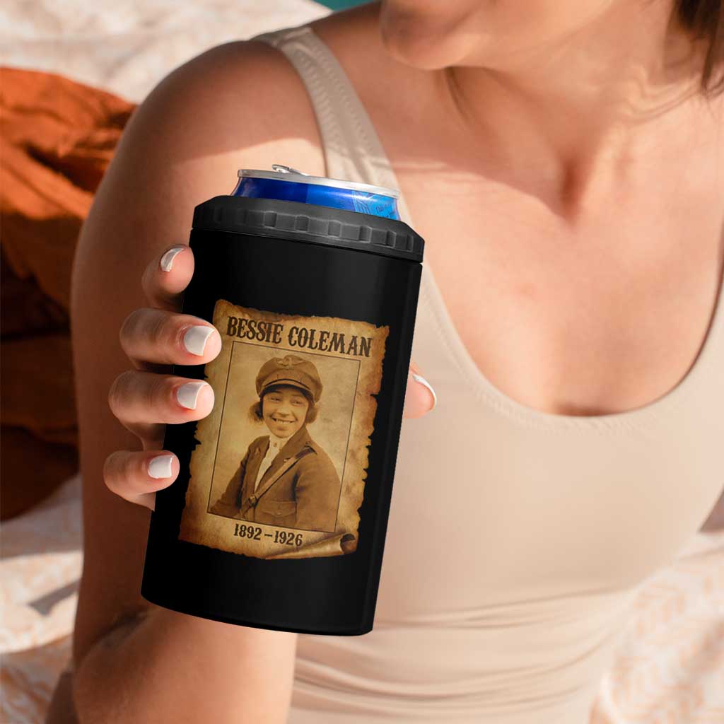 Bessie Coleman First African American Female Pilot 4 in 1 Can Cooler Tumbler Black History - Wonder Print Shop