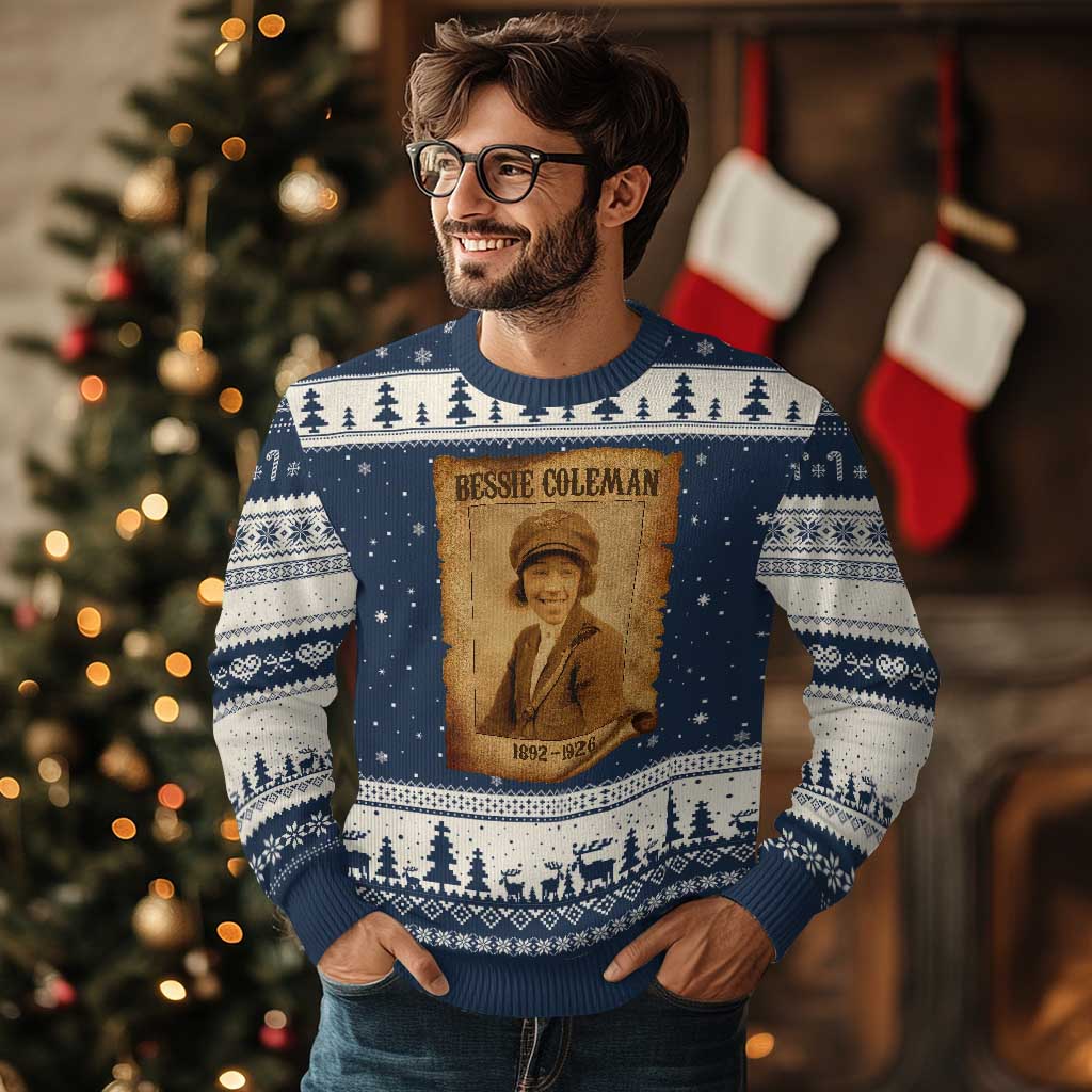 Bessie Coleman First African American Female Pilot Ugly Christmas Sweater Black History - Wonder Print Shop