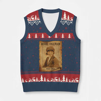 Bessie Coleman First African American Female Pilot V-Neck Knit Sweater Vest Black History - Wonder Print Shop