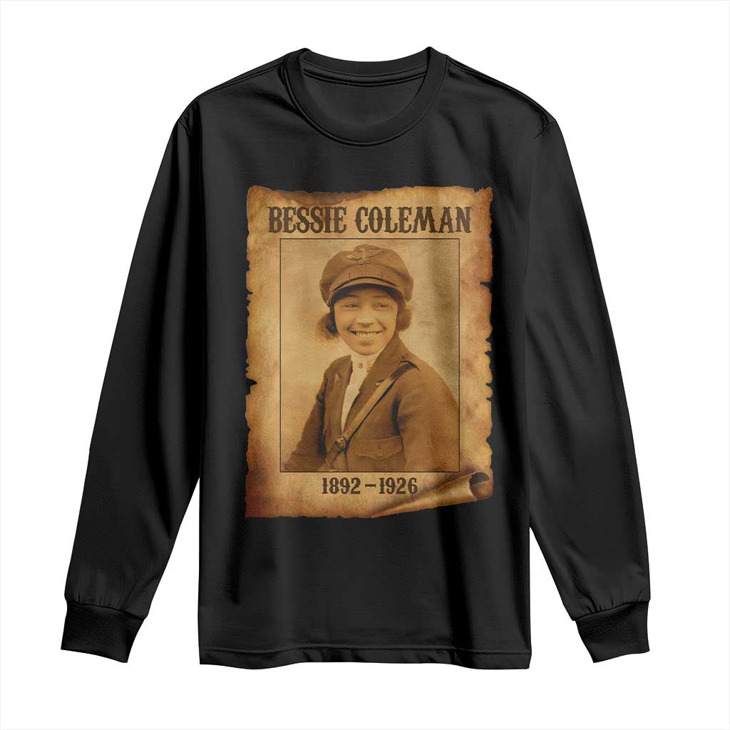 Bessie Coleman First African American Female Pilot Long Sleeve Shirt Black History - Wonder Print Shop