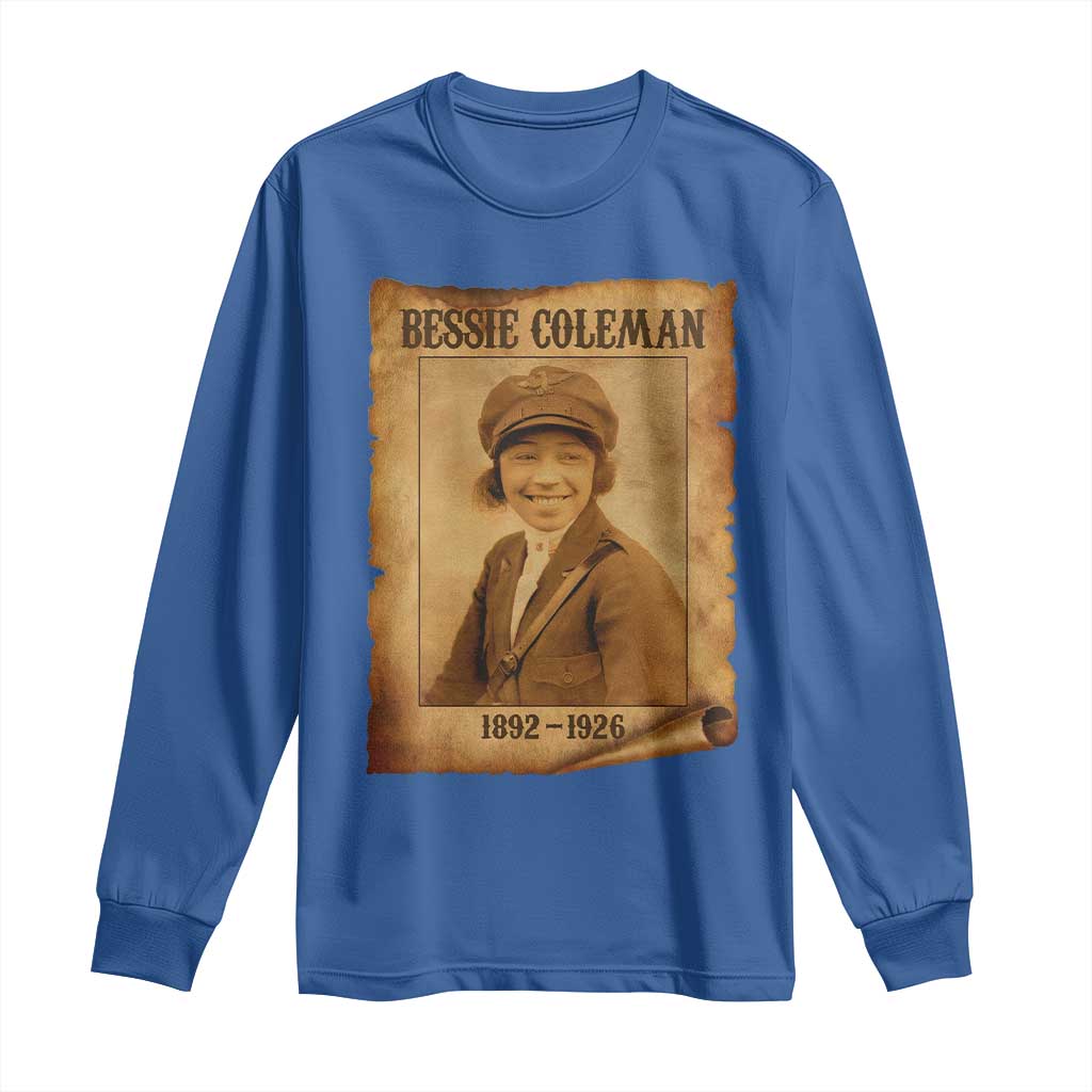 Bessie Coleman First African American Female Pilot Long Sleeve Shirt Black History - Wonder Print Shop