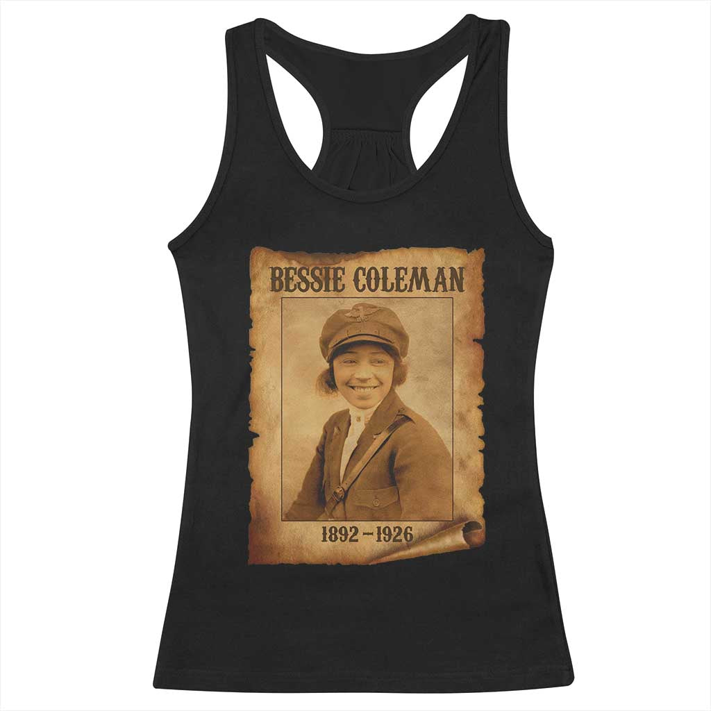 Bessie Coleman First African American Female Pilot Racerback Tank Top Black History - Wonder Print Shop