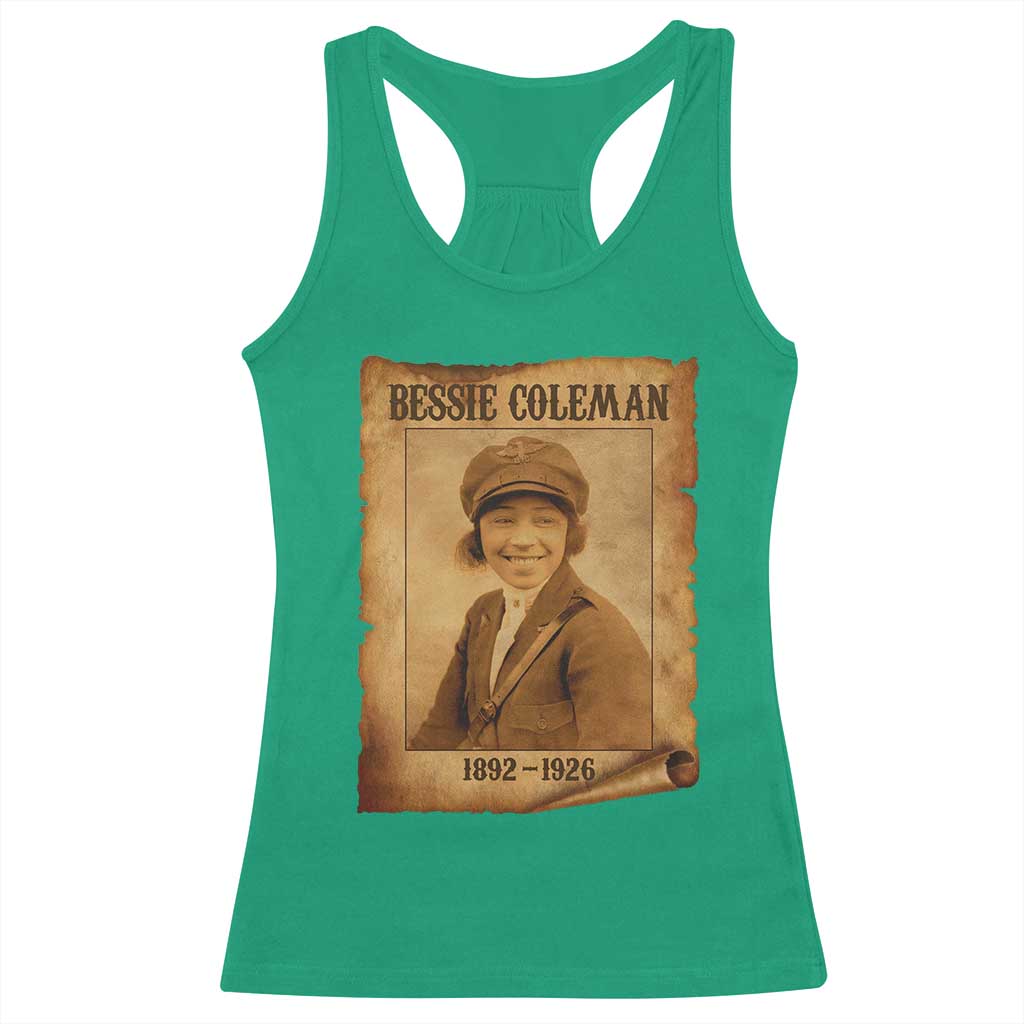 Bessie Coleman First African American Female Pilot Racerback Tank Top Black History - Wonder Print Shop