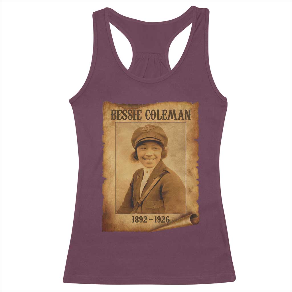 Bessie Coleman First African American Female Pilot Racerback Tank Top Black History - Wonder Print Shop