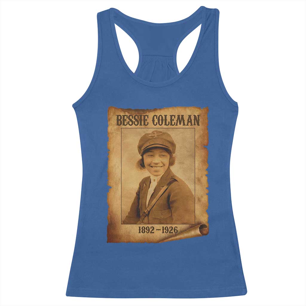 Bessie Coleman First African American Female Pilot Racerback Tank Top Black History - Wonder Print Shop