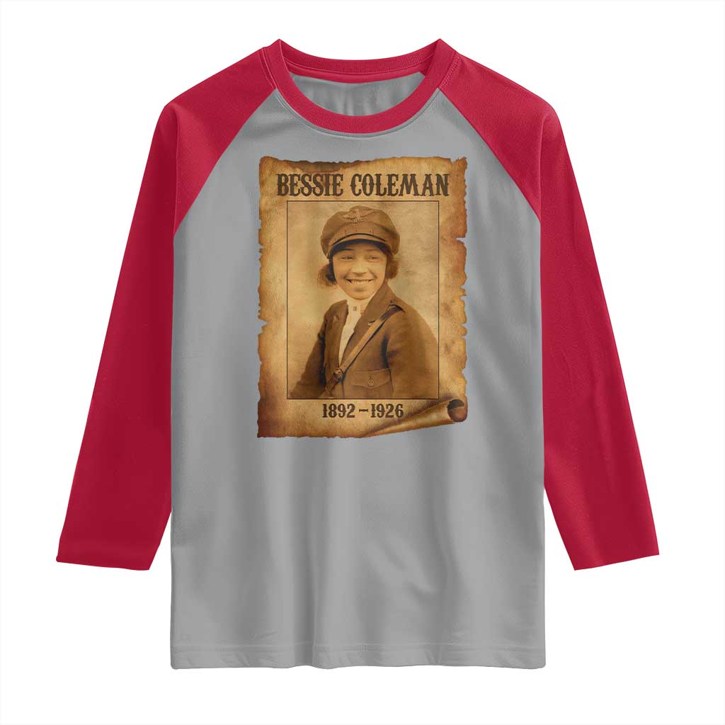 Bessie Coleman First African American Female Pilot Raglan Shirt Black History - Wonder Print Shop