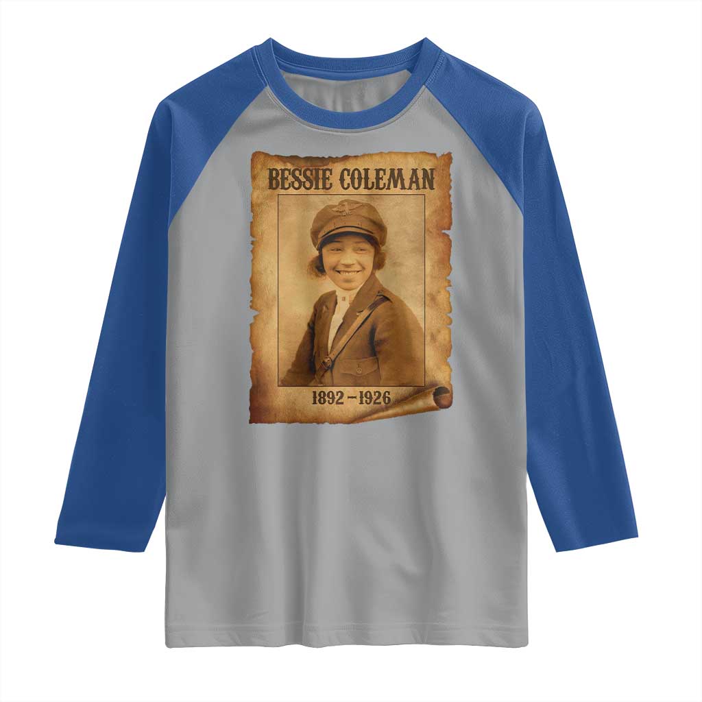 Bessie Coleman First African American Female Pilot Raglan Shirt Black History - Wonder Print Shop