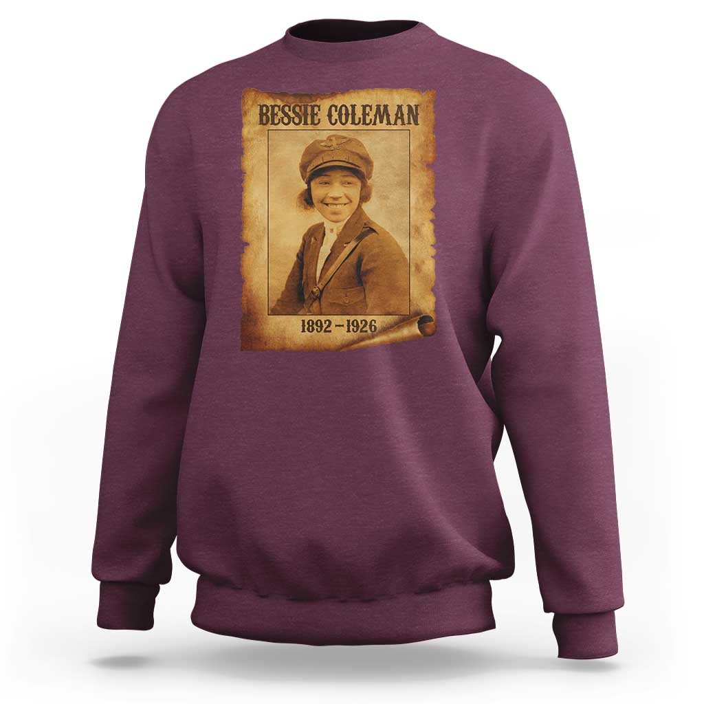 Bessie Coleman First African American Female Pilot Sweatshirt Black History - Wonder Print Shop